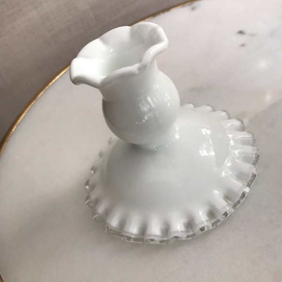 Vintage Fenton ‘Silver Crest’ Lot | Large Divided Basket and Candle Holder - Picture 9 of 12